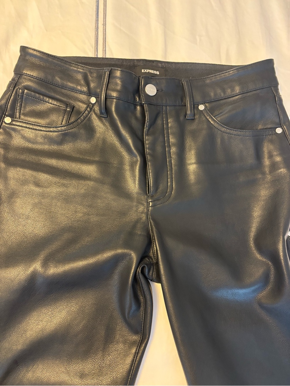 Express Women’s Black Faux Leather Jeans